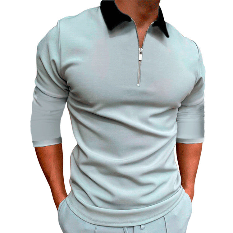 Herren sportlicher Pullover mit 1/4 Reißverschluss und kontrastierendem Kragen Krohn-e