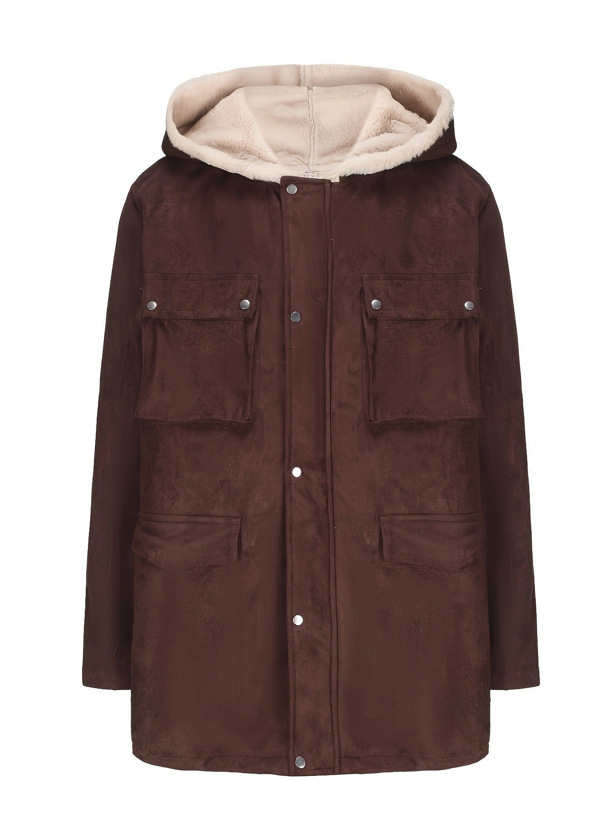 Damen warme Outdoorjacke mit Innenfutter aus Kunstfell und großen Taschen Krohn-e
