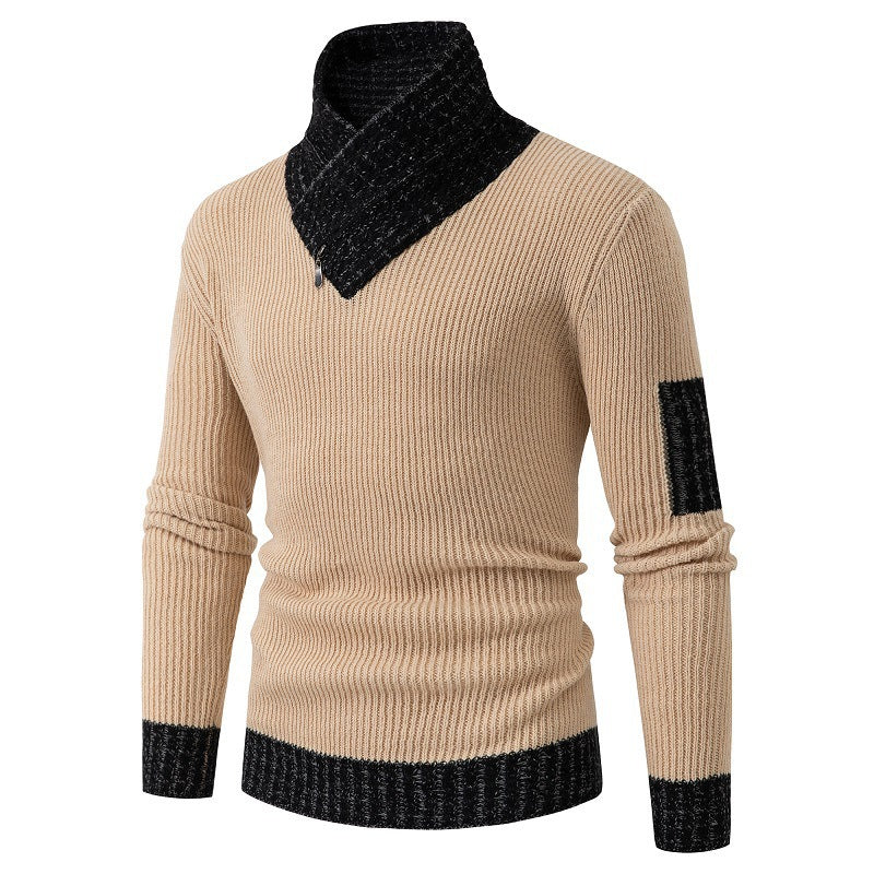 Herren Pullover mit modernem asymmetrischem Kragen und strukturiertem Design Krohn-e