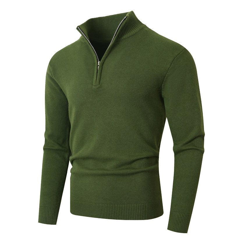 Herren Strickpullover mit modernem Stehkragen und hochwertigem Reißverschluss Krohn-e