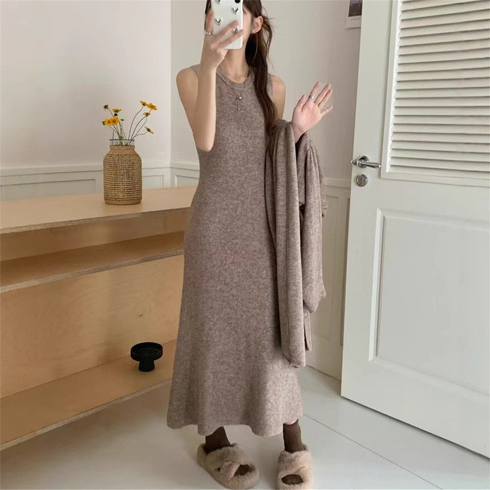 Damen Maxi-Strickkleid mit legerem Schnitt und langem Ärmel Krohn-e