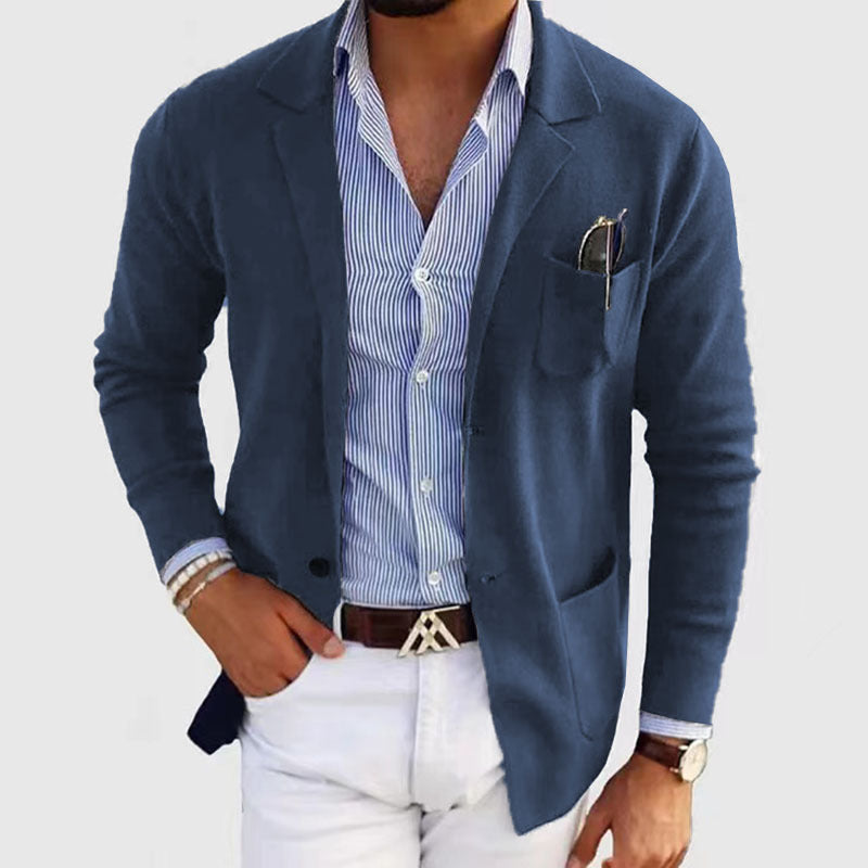 Herren elegante Strickjacke mit dezentem Design und praktischen Taschen Krohn-e