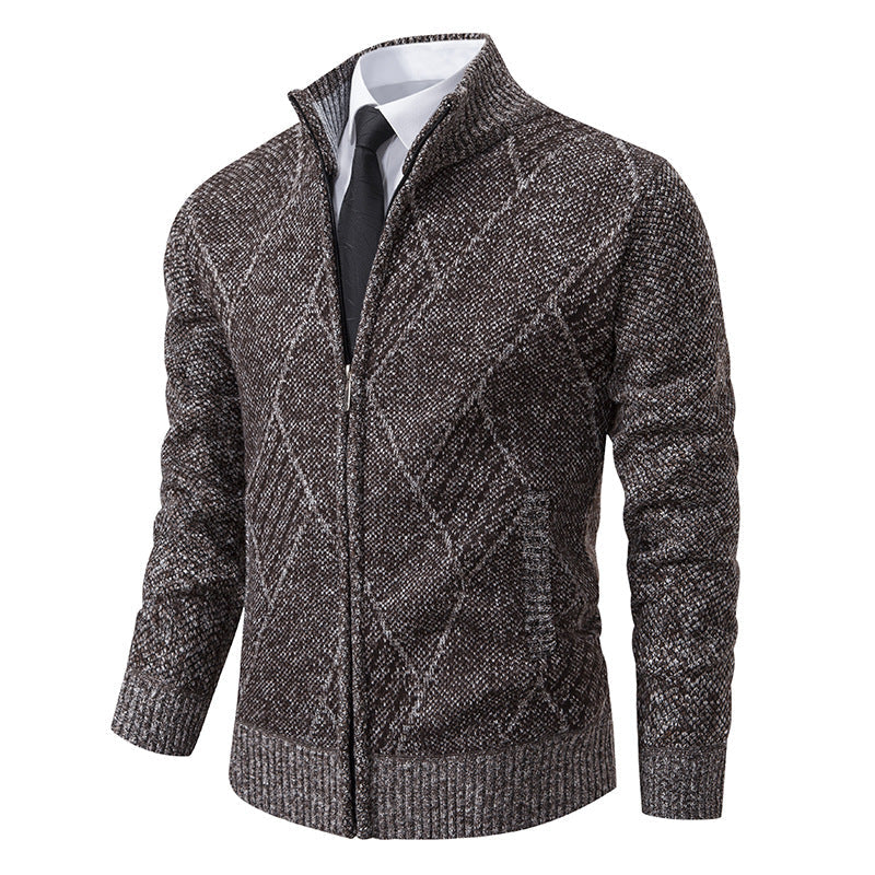 Herren Strickjacke mit modernem Muster und schmalem Schnitt Krohn-e