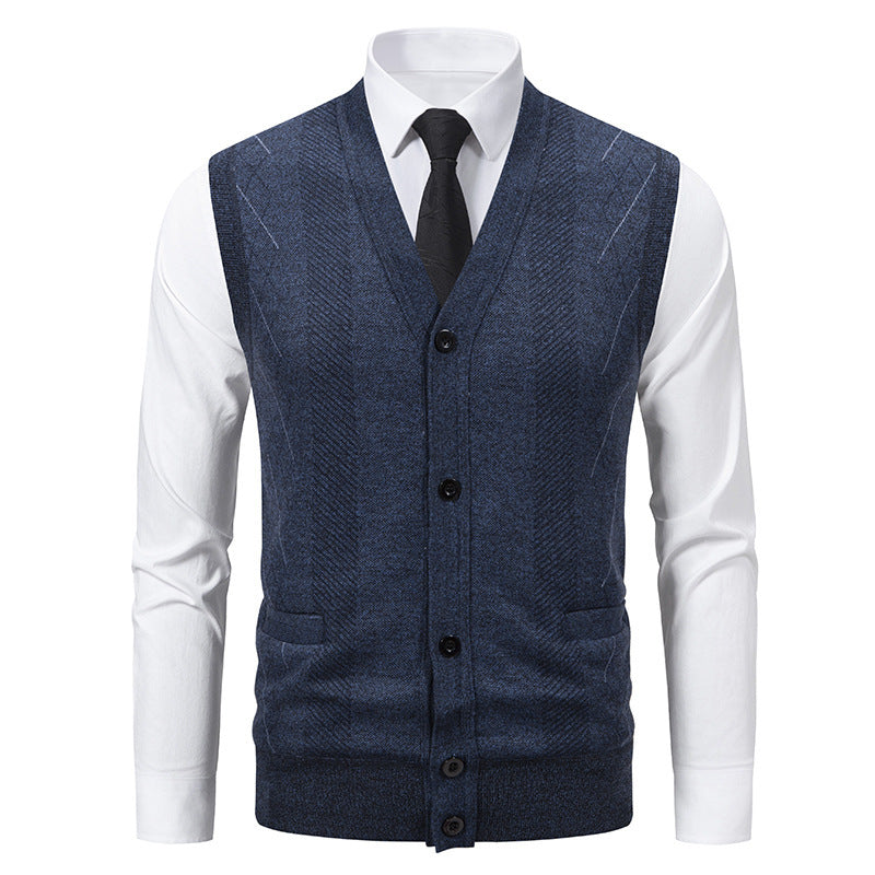 Herren Strickjacke mit klassischem V-Ausschnitt und feinem Zopfmuster Krohn-e