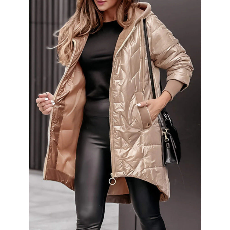 Damen Lässige Steppjacke mit Kapuze und großen Taschen Krohn-e