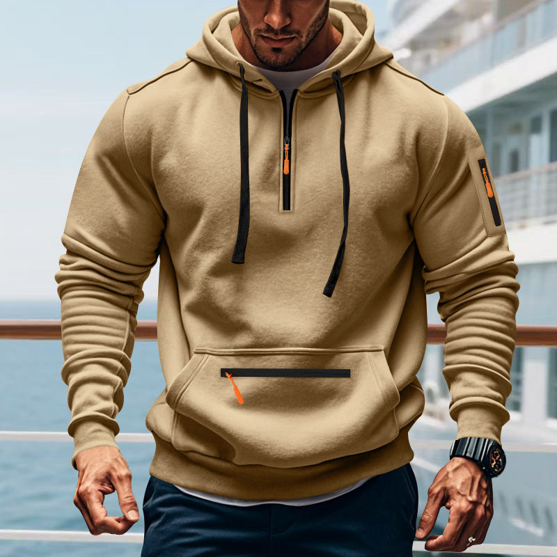 Herren sportlicher Kapuzenpullover mit praktischem Zwei-Wege-Reißverschluss und seitlichen Taschen Krohn-e