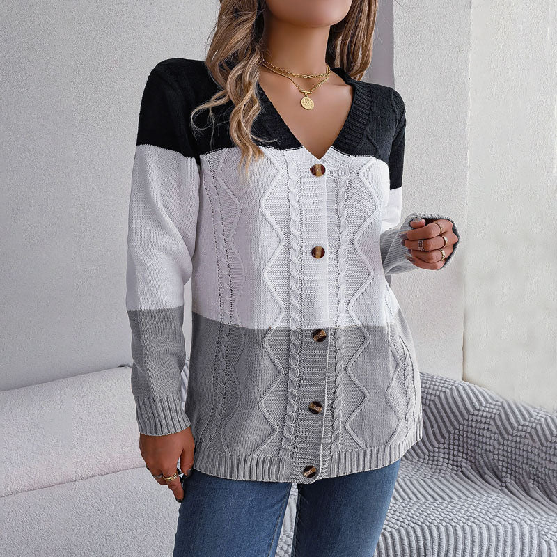 Krohn-e | Farbblock Strickjacke mit Modischem Stil