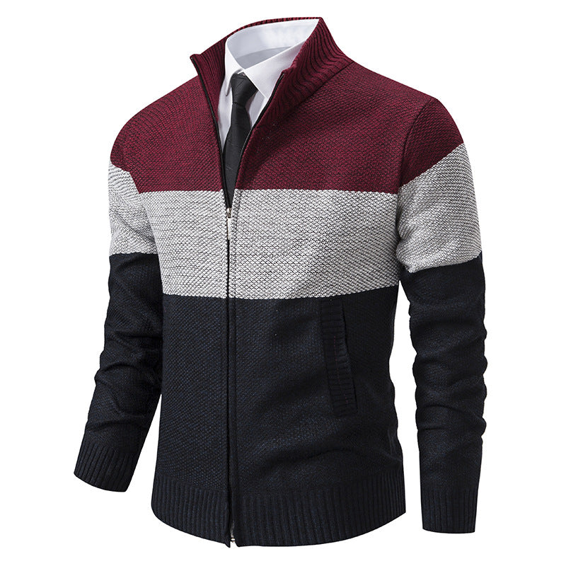 Herren modische Strickjacke mit hohem Kragen und modernem Reißverschluss Krohn-e