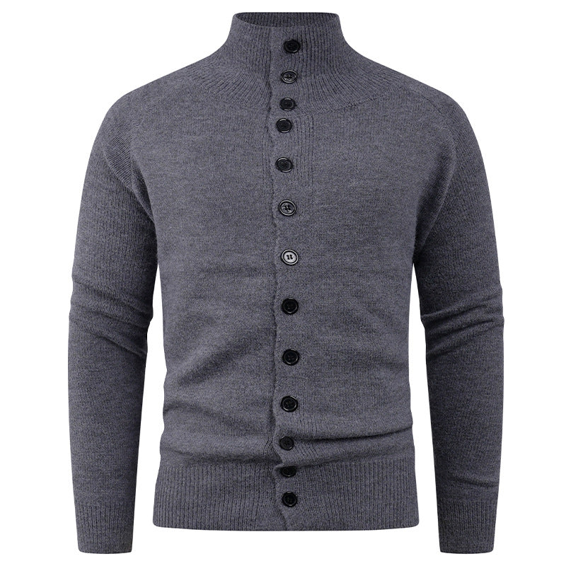 Herren Strickjacke mit modernem Stehkragen und Knopfverschluss Krohn-e
