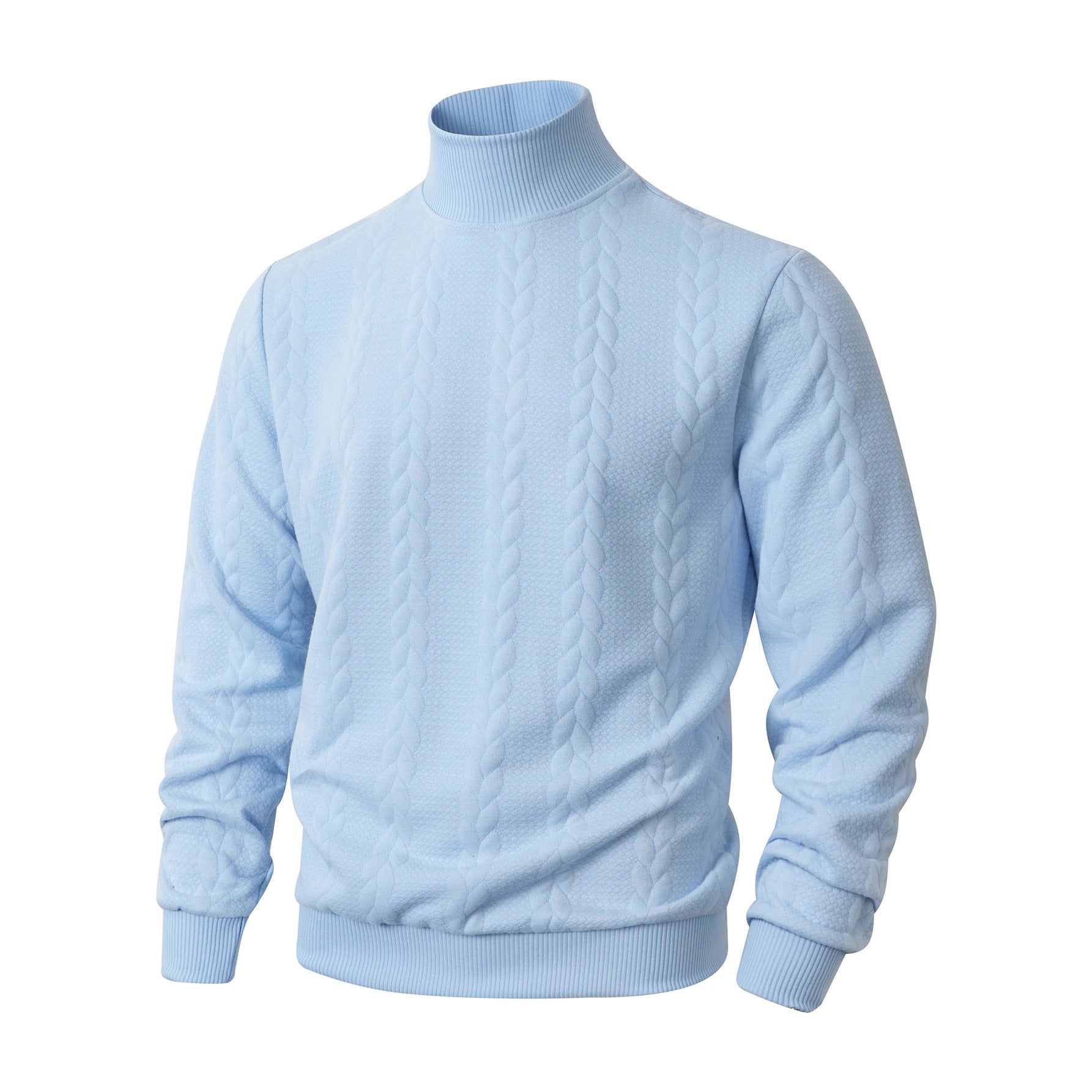Herren modischer Strickpullover mit hohem Kragen und Zopfmuster Krohn-e