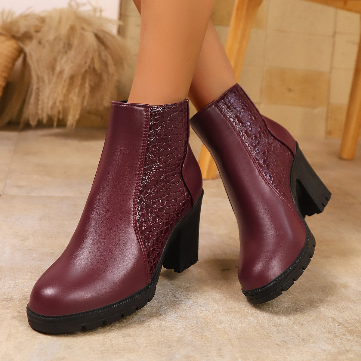 Damen modische Ankle-Boots mit strukturiertem Obermaterial Krohn-e
