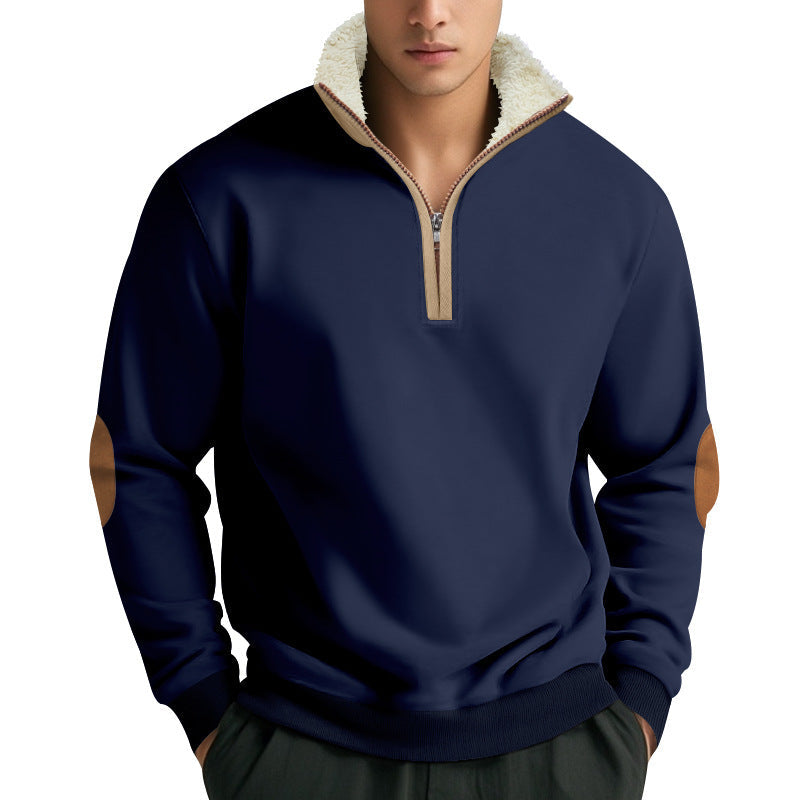 Herren Fleece Pullover mit Stehkragen und Kontrastdetails Krohn-e