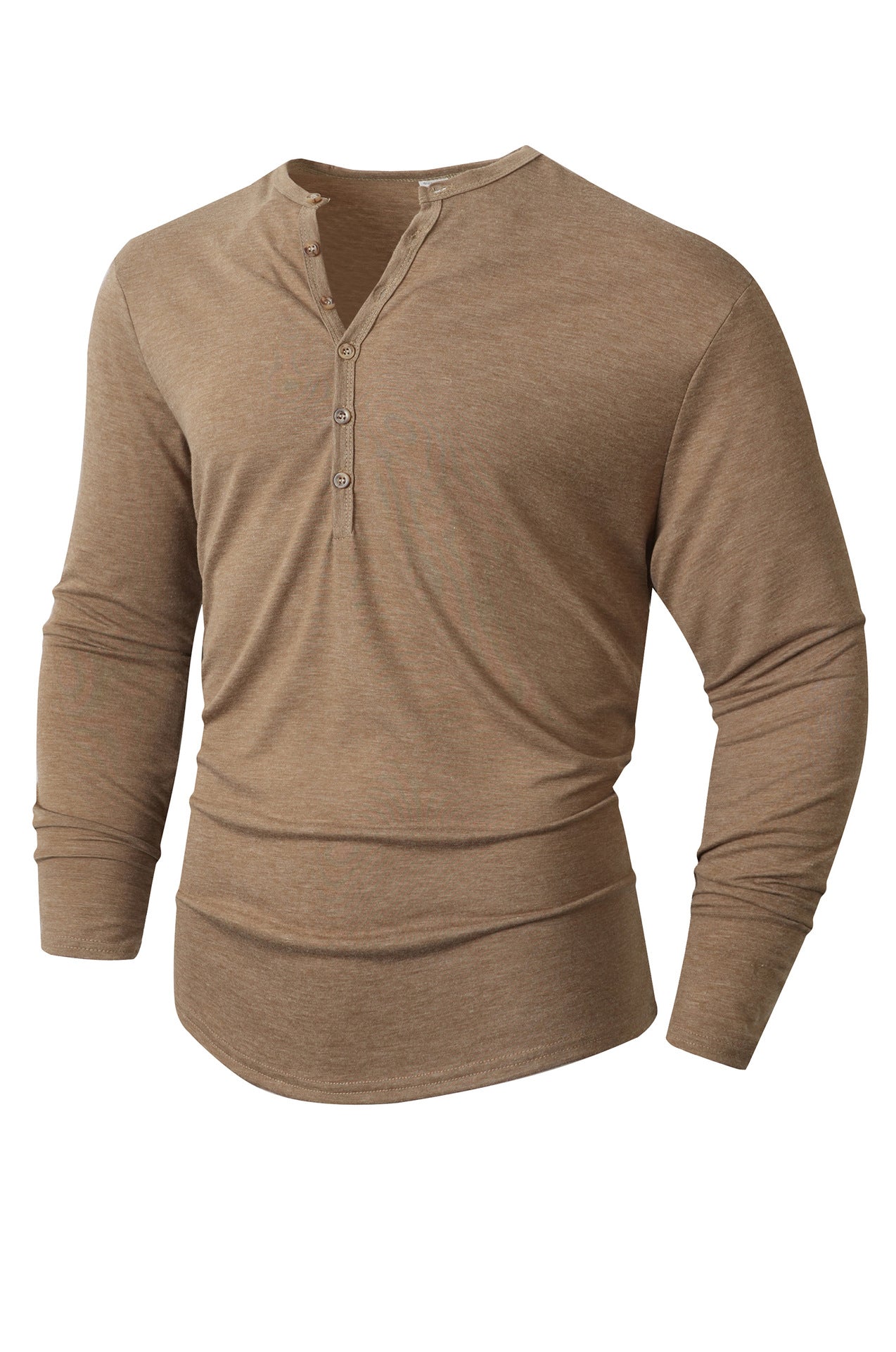 Herren Langarm Henley-Shirt mit Knopfleiste und weichem Baumwollmix Krohn-e