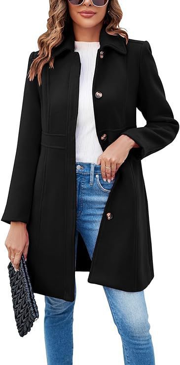 Damen klassischer Wollmantel mit modischem Schnitt und funktionalen Details Krohn-e