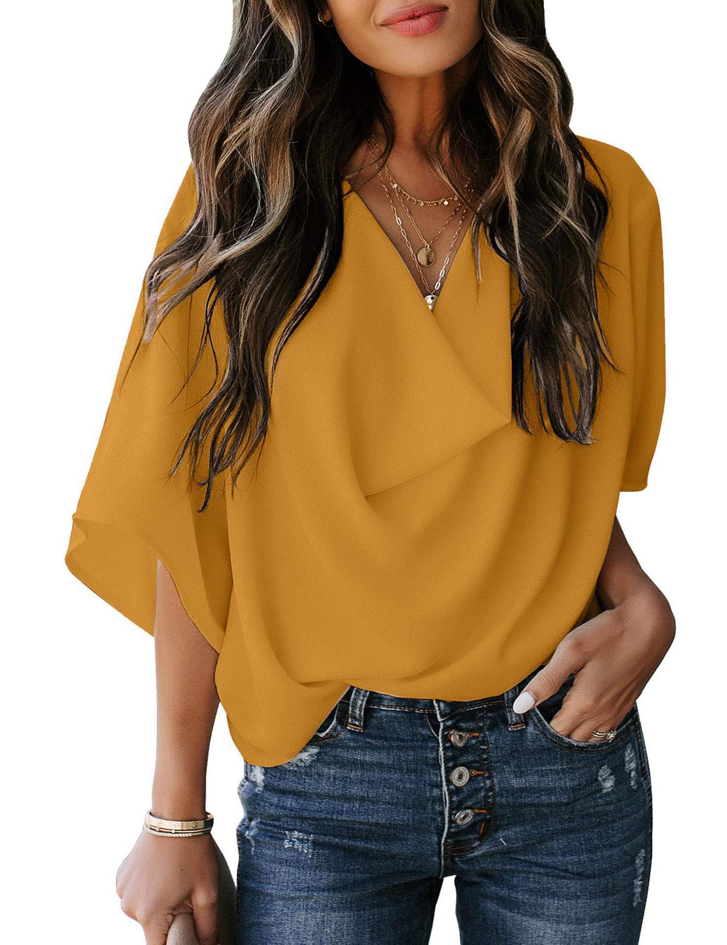 Damen Elegante Wickelbluse mit lässigem Schnitt Krohn-e