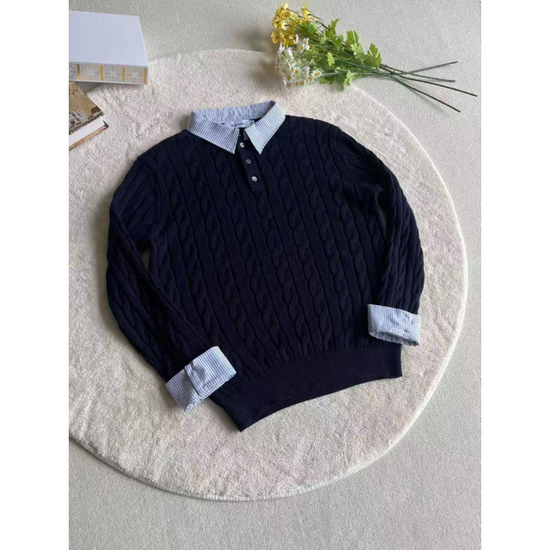 Damen Strickpullover mit dekorativem Zopfmuster und engem Kragen Krohn-e