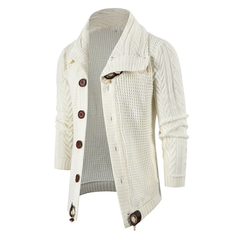 Herren Grobstrick Strickjacke mit umschlagbarem Halsausschnitt Krohn-e