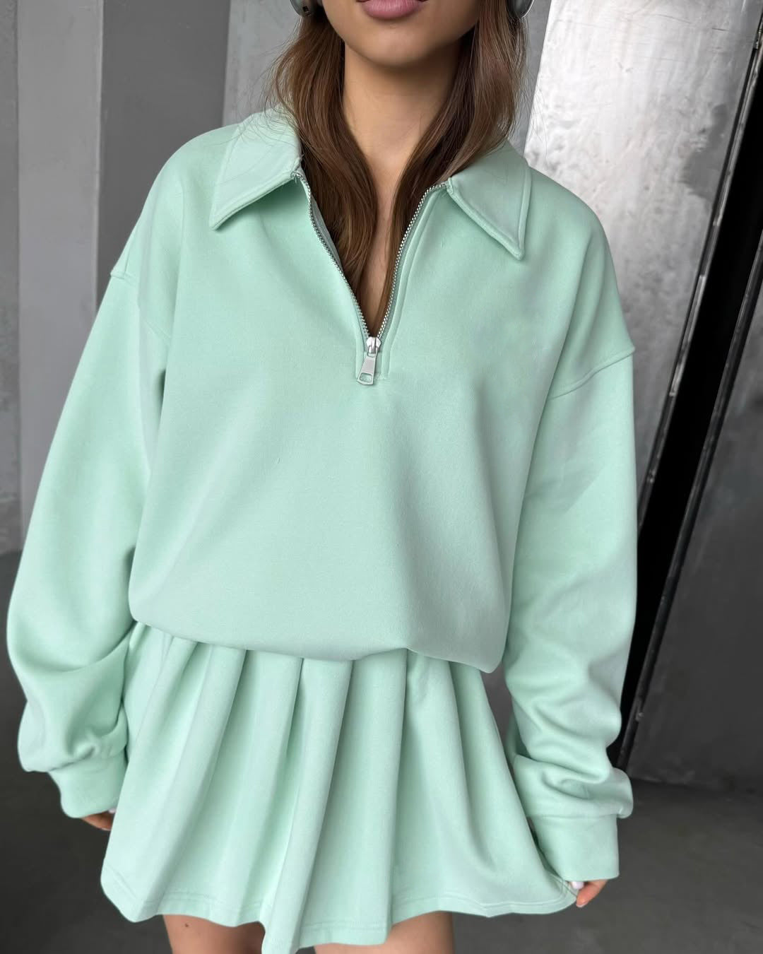 Damen sportlicher Pullover mit Kordelzug und Reißverschluss Krohn-e