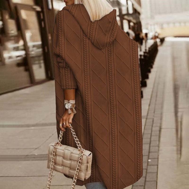 Krohn-e | Langer Strickcardigan mit Kapuze Acryl Bequem, Stilvoll