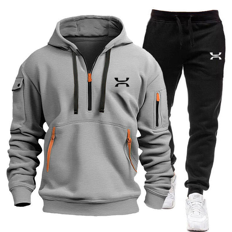 Herren sportliches Hoodie- und Jogginganzug-Set mit funktionalen Taschen und sportlichem Schnitt Krohn-e