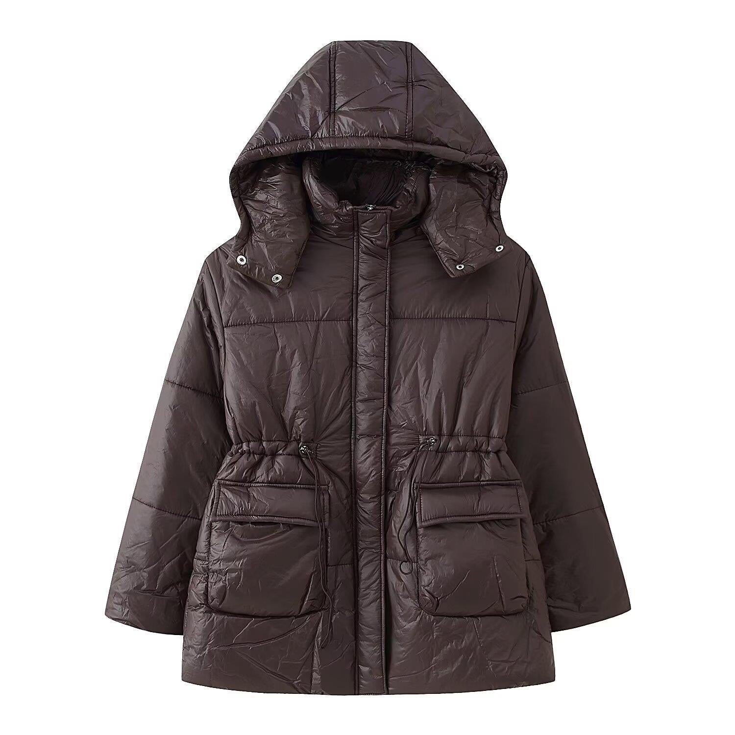 Damen gesteppte Übergangsjacke mit Kapuze und praktischen Taschen Krohn-e
