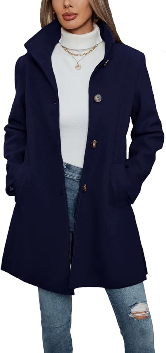 Damen Eleganter Wollmantel mit hochgeschlossenem Kragen und praktischen Taschen Krohn-e