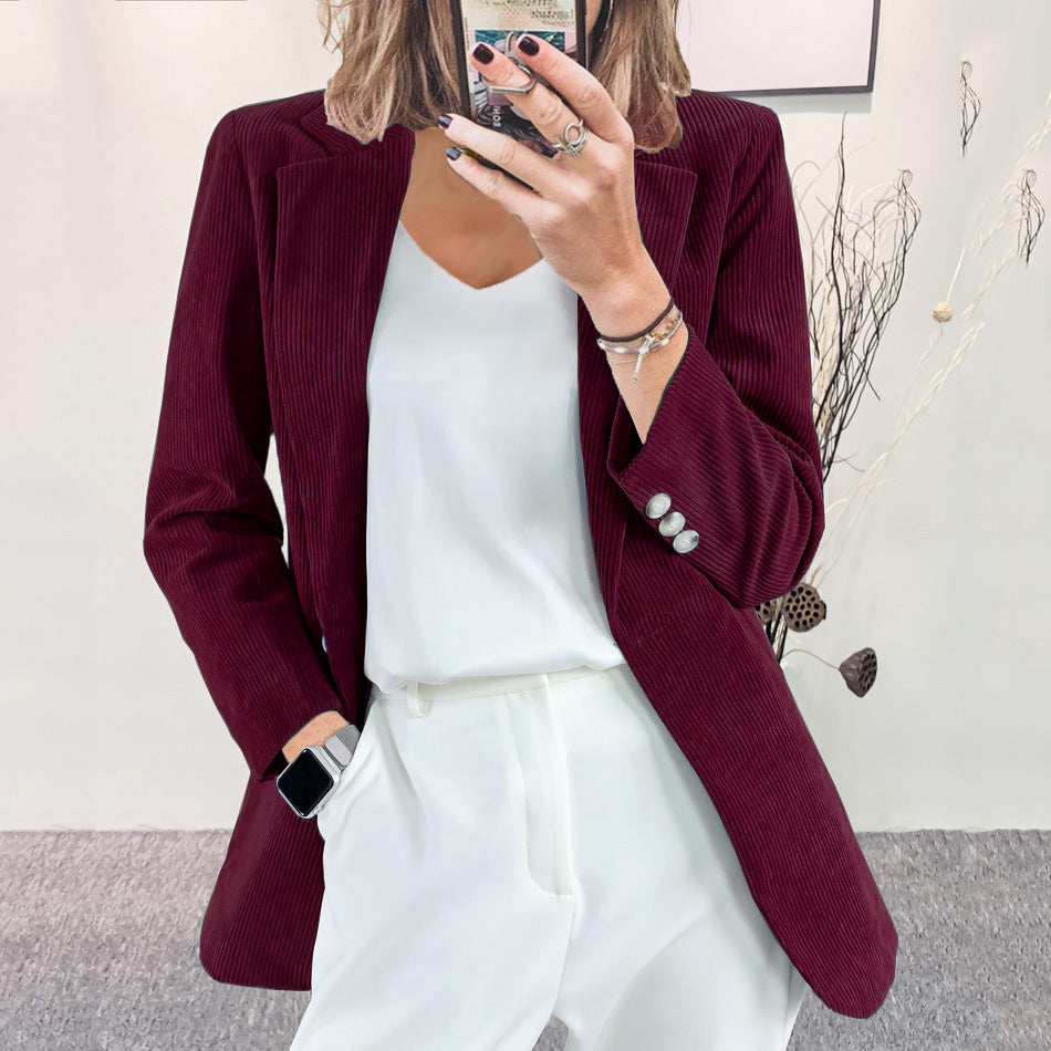 Damen Eleganter Blazer mit vertikalem Streifenmuster und schmaler Silhouette Krohn-e