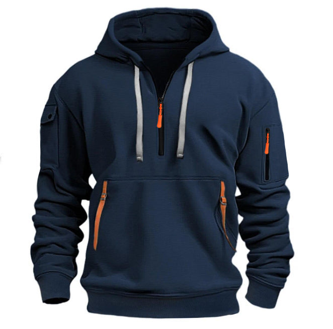 Herren Praktischer Kapuzenpullover mit seitlichem Reißverschluss und vielseitigen Taschen Krohn-e