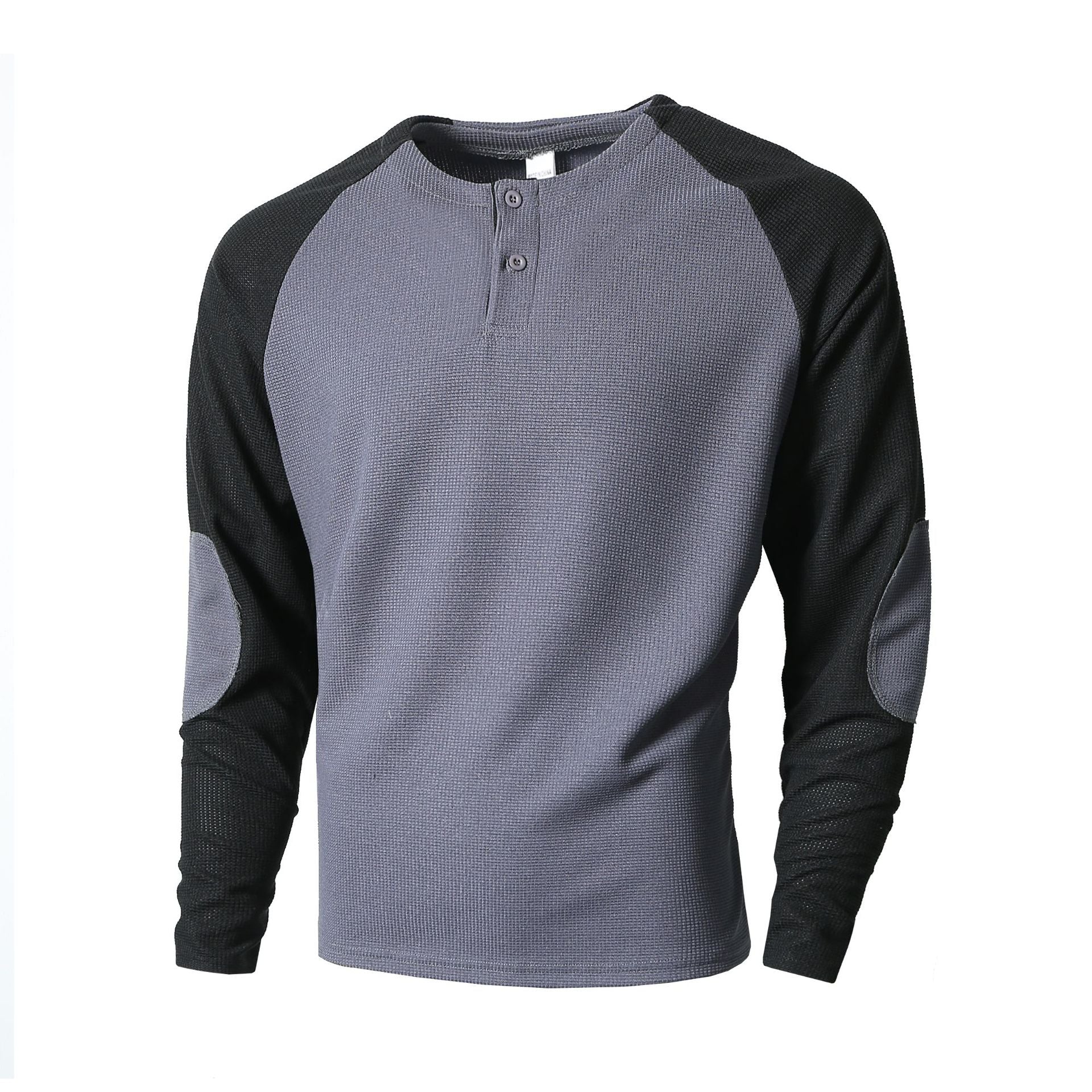 Herren Langarmshirt mit modischem Henley-Ausschnitt und strukturierten Ärmeln Krohn-e