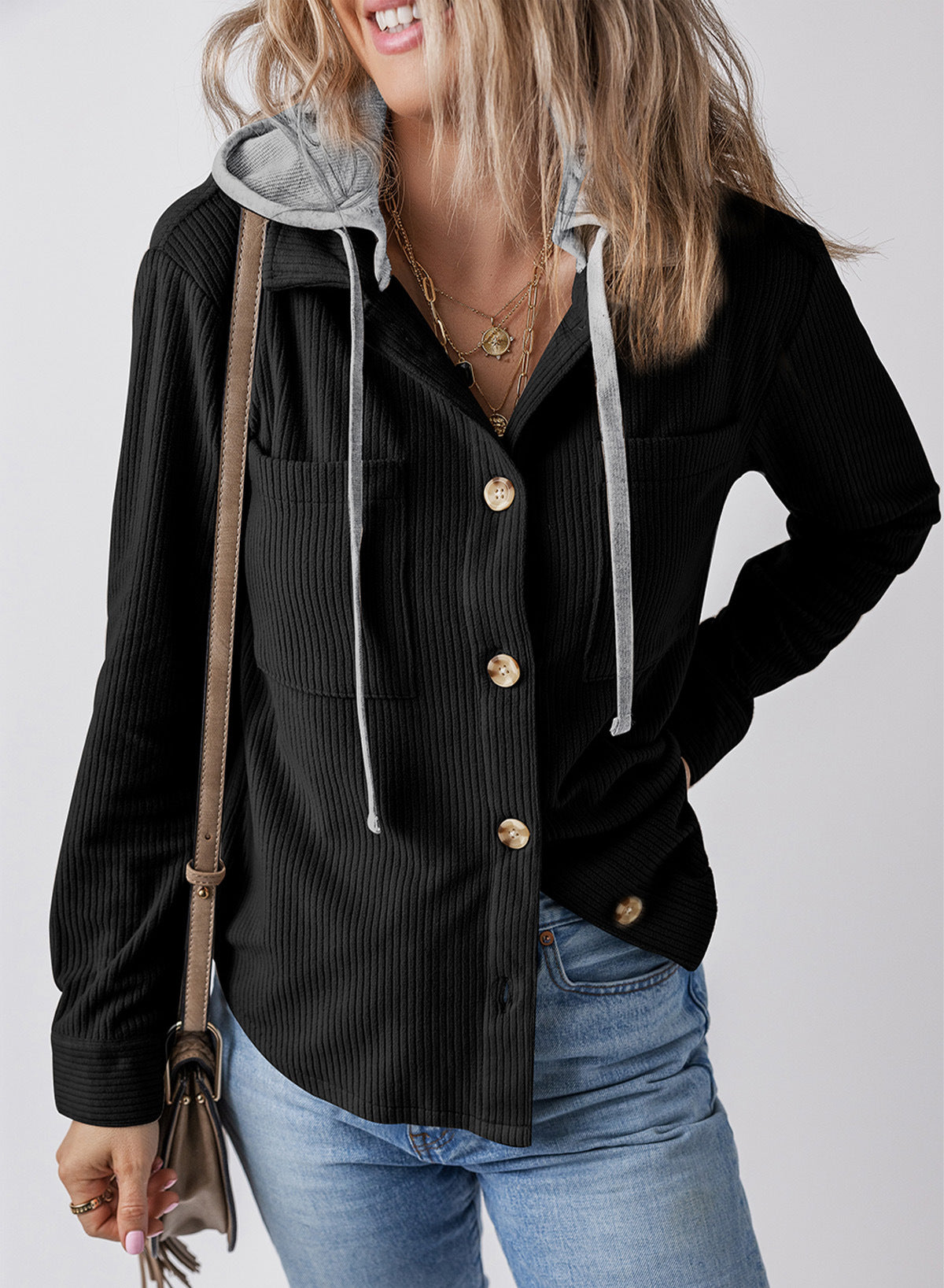 Krohn-e | Revers Knopf Kapuzenjacke