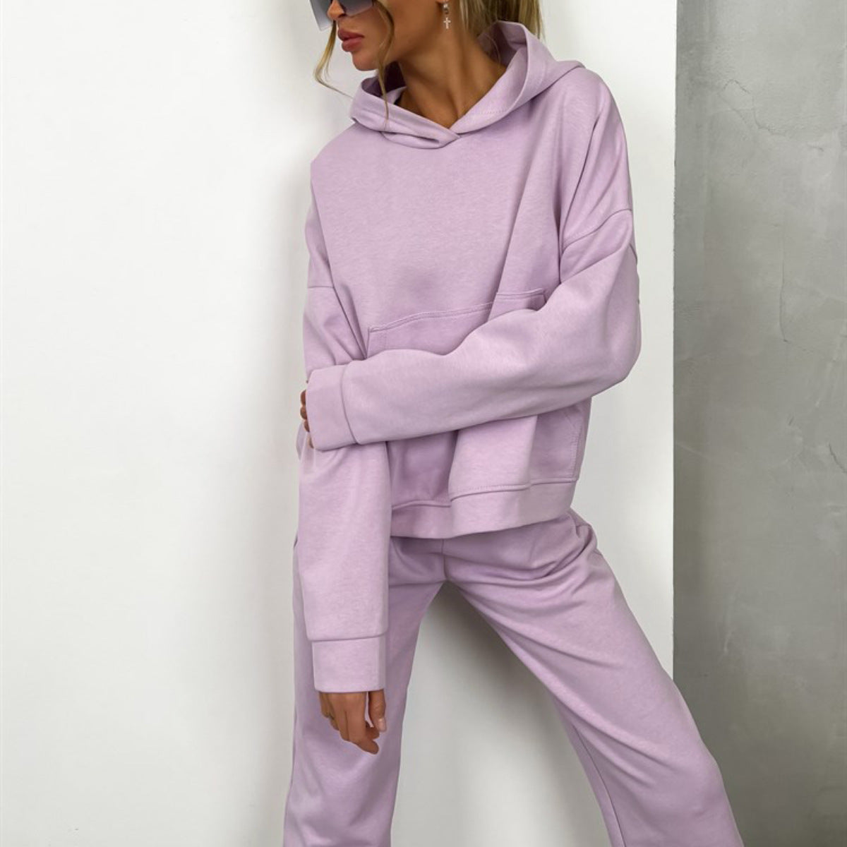 Damen Bequemes Hoodie-Trainingsanzug-Set mit elastischen Bündchen Krohn-e