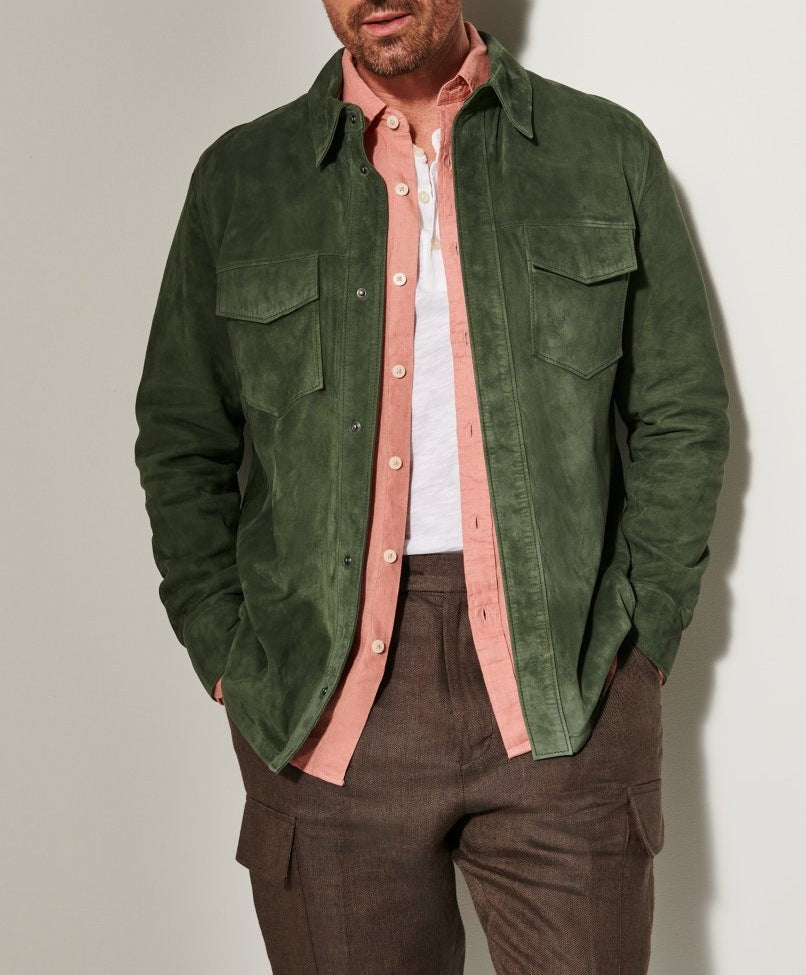 Herren Suede Jacke mit zwei aufgesetzten Taschen und modernem Schnitt Krohn-e