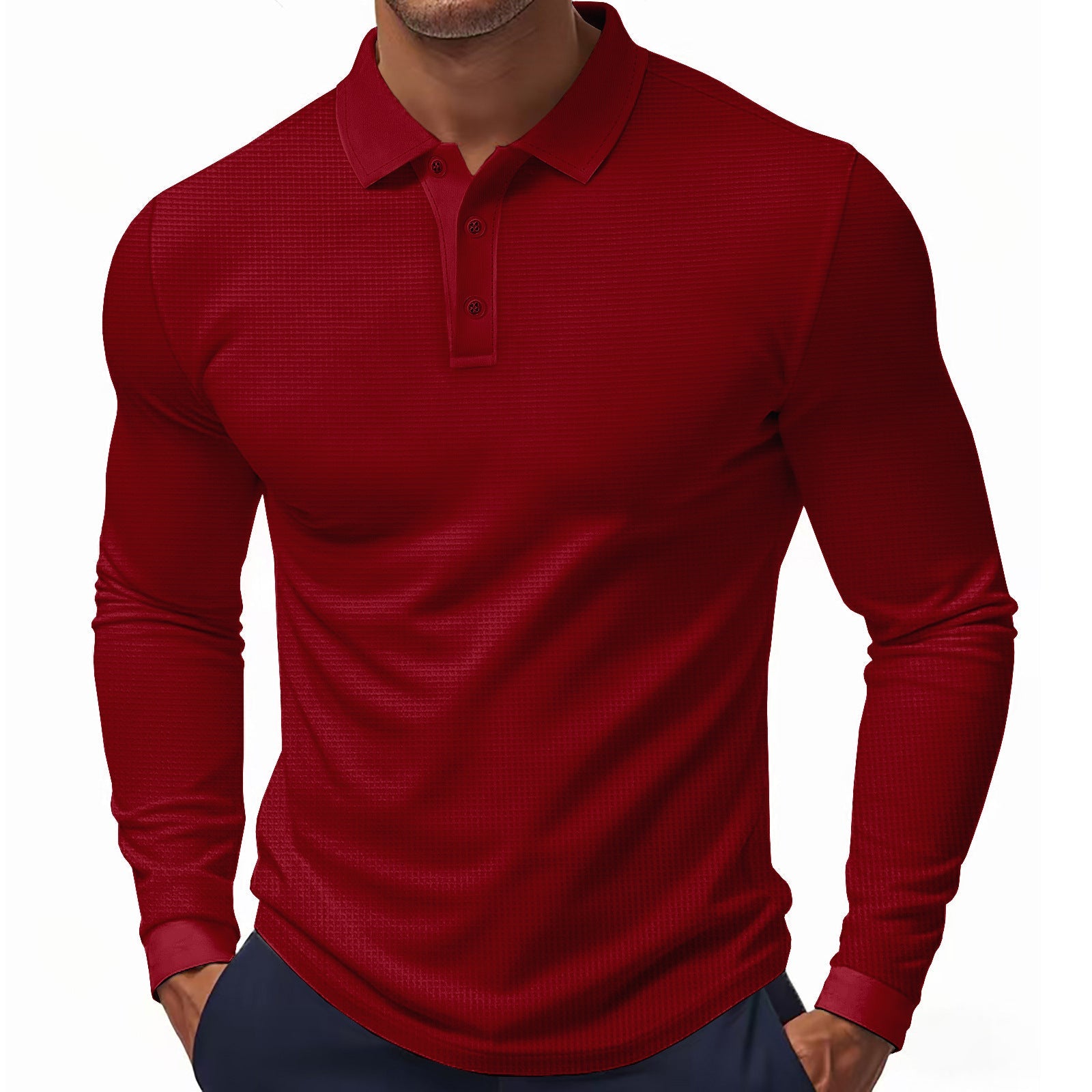Herren Langarm-Polohemd im strukturierten Design mit modernem Schnitt Krohn-e
