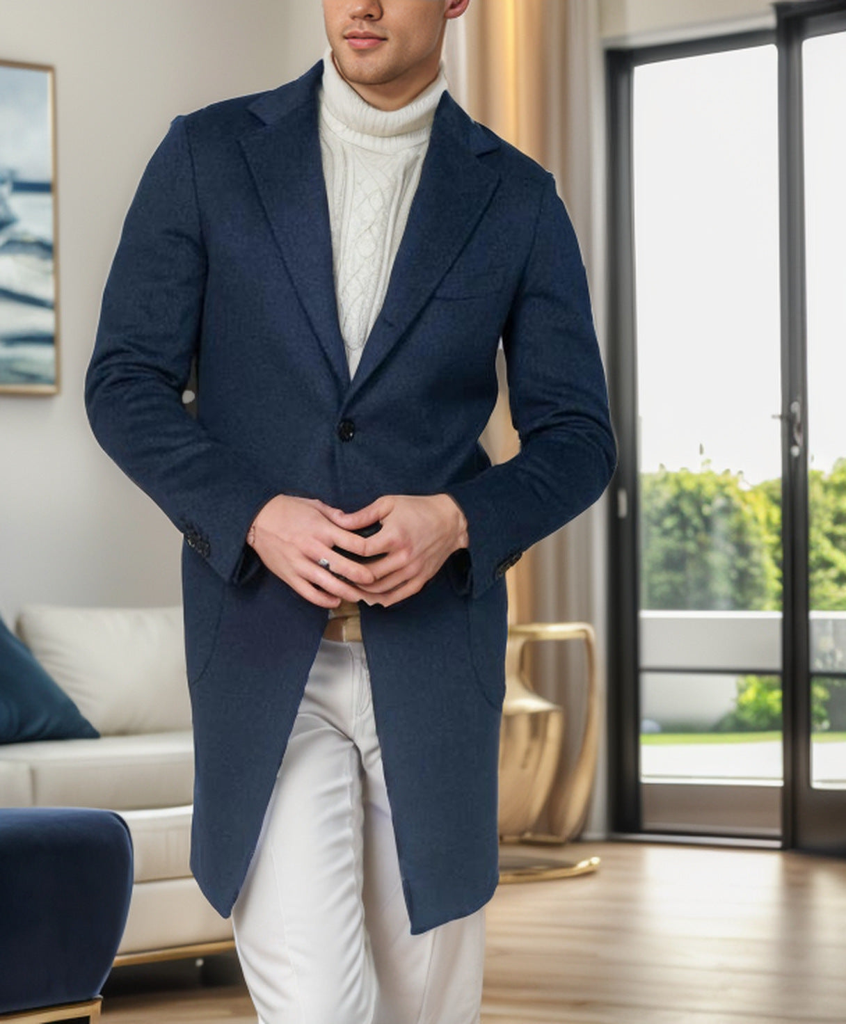 Herren eleganter Wollmantel mit schlanker Silhouette Krohn-e