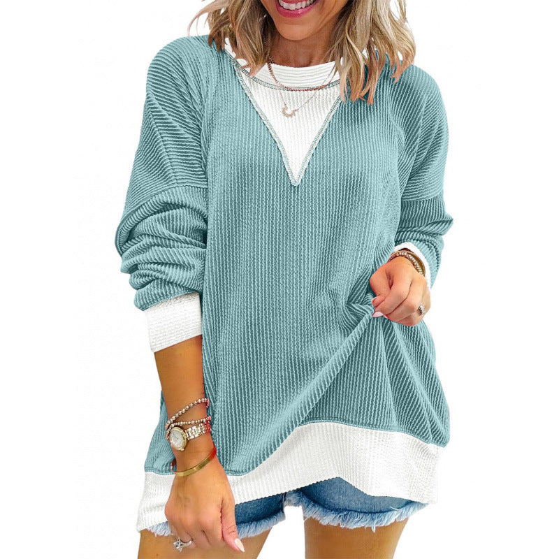 Damen lässiger Pullover aus strukturiertem Material mit V-Ausschnitt Krohn-e