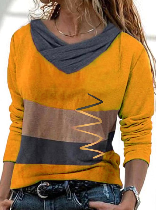 Fudus | Damen Langarmshirt mit V-Ausschnitt, fettem, heißem Aufdruck