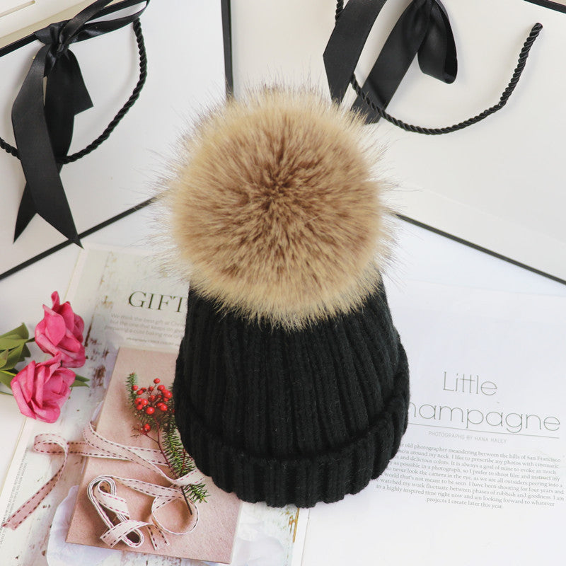 KROHN-E Strickmütze warm Bommel grau Unisex
