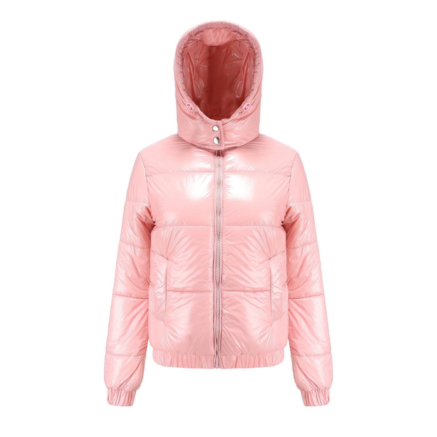 Damen glänzende Winterjacke mit Kapuze – Wasserabweisend & Wärmeisoliert – Krohn-e