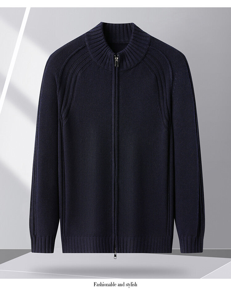 Herren Strickjacke mit Reißverschluss und hohen Kragen Krohn-e