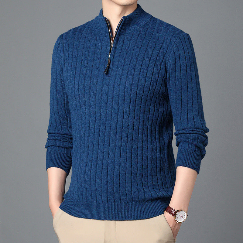 Herren Hochwertiger Strickpullover mit modernem Zipper und Detailstruktur Krohn-e