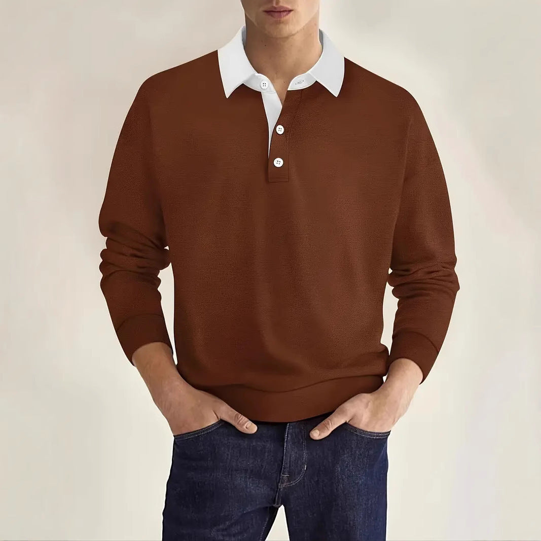 Herren eleganter Polopullover mit Knopfleiste und Kontrastkragen Krohn-e