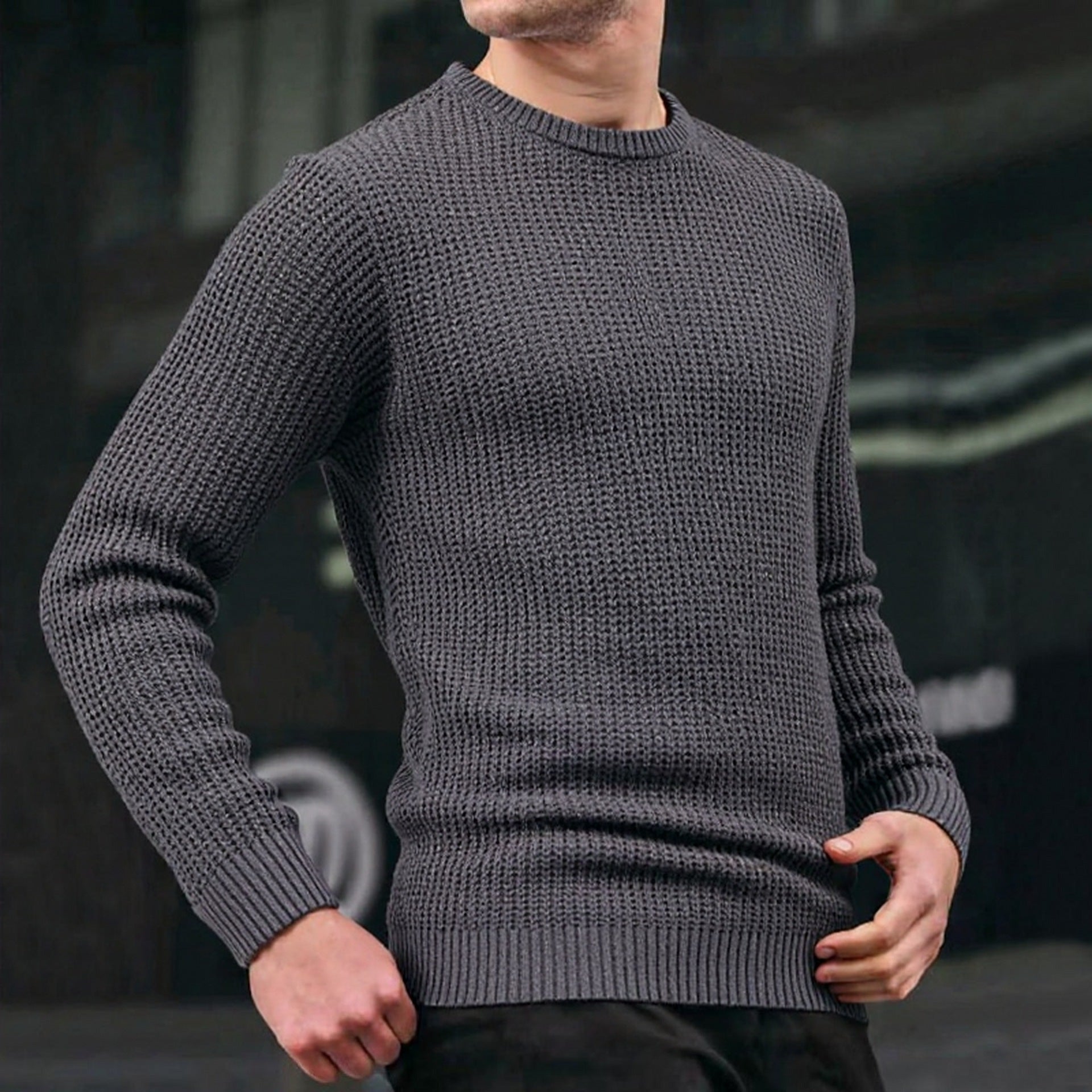 Herren lockerer Strickpullover mit Waffelmuster Krohn-e