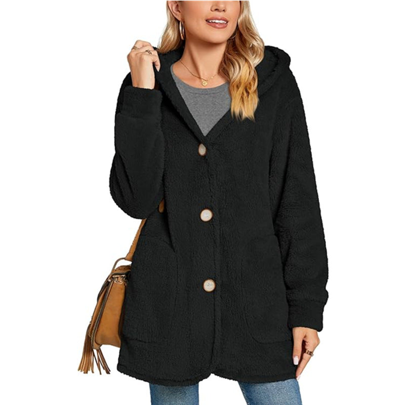 Damen Kuschelige Fleecejacke mit Kapuze und Taschen Krohn-e