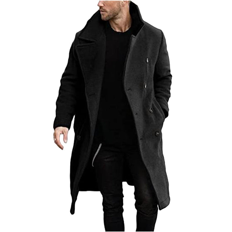 Herren trendiger Wollmantel mit strukturierter Oberfläche und praktischen Taschen Krohn-e
