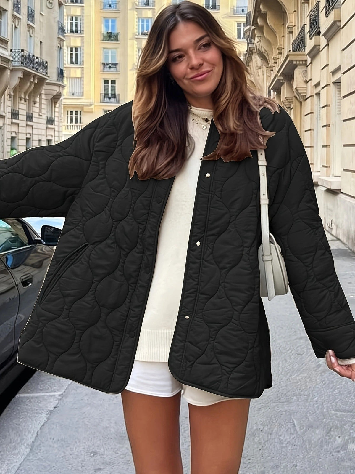 Damen Steppjacke mit großen Taschen und Rundhalsausschnitt Krohn-e