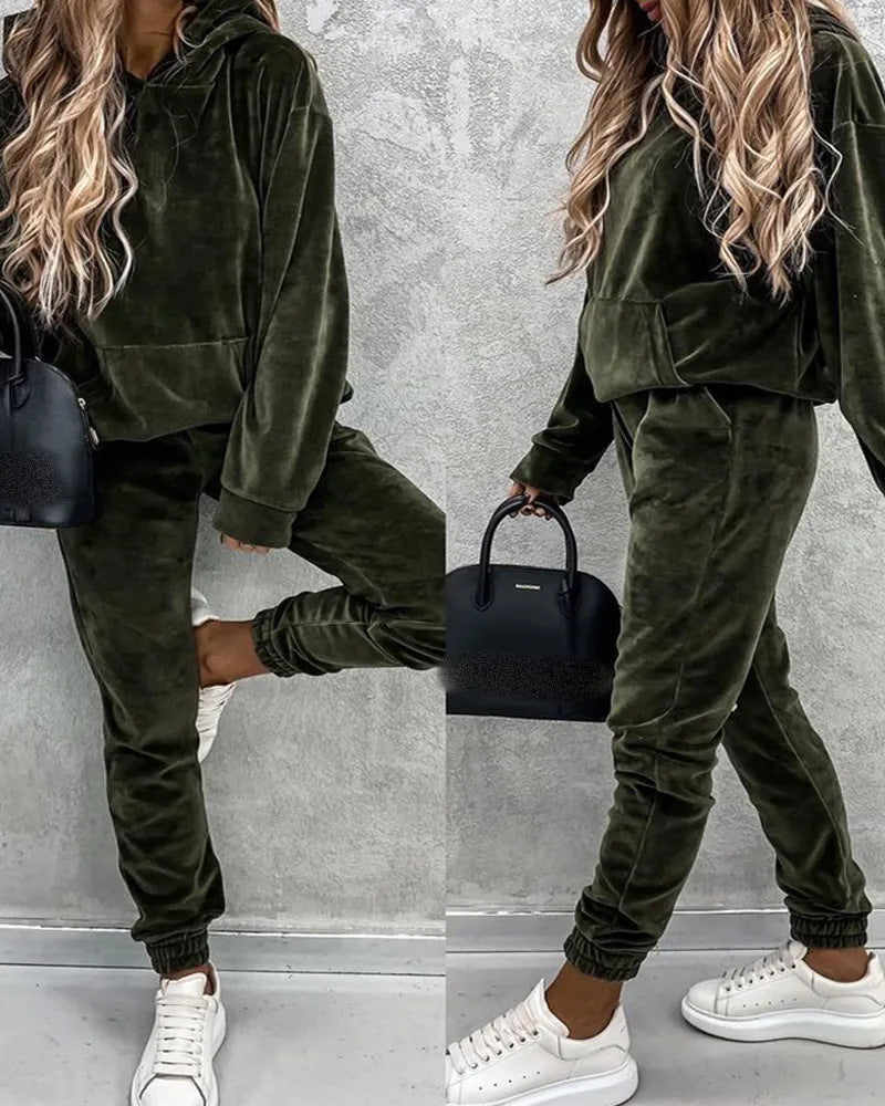 Damen kuscheliges Fleece-Set mit oversized Hoodie und bequemen Jogginghosen Krohn-e