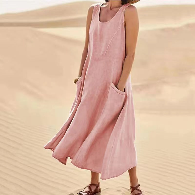 Damen Sommerliches Maxi-Kleid mit praktischen Taschen und lässigem Schnitt Krohn-e