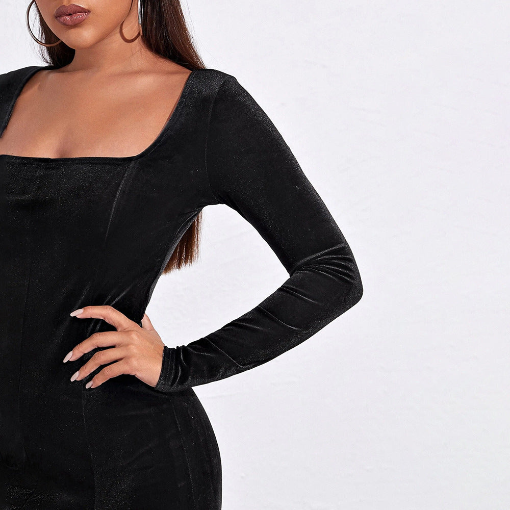 Fudus Langarm-Samtkleid