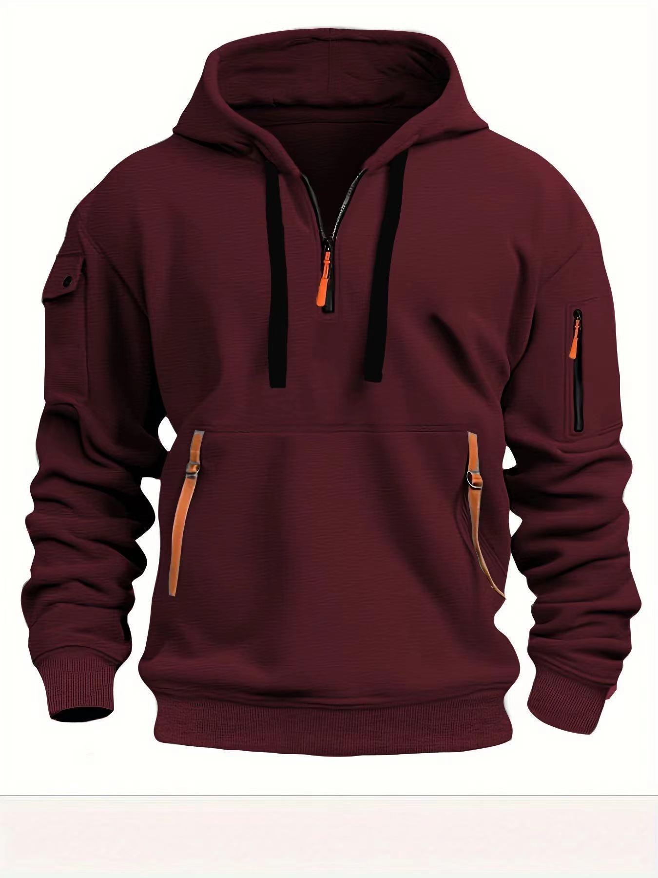 Herren Praktischer Kapuzenpullover mit seitlichem Reißverschluss und vielseitigen Taschen Krohn-e