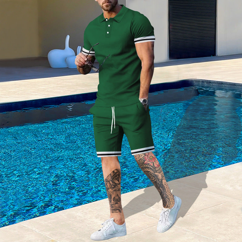 Herren Poloshirt und Shorts-Set mit sportlichen Akzenten Krohn-e